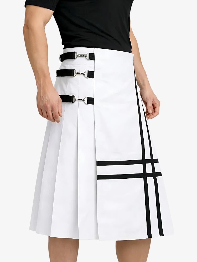 Kilt de cuero blanco hecho a mano