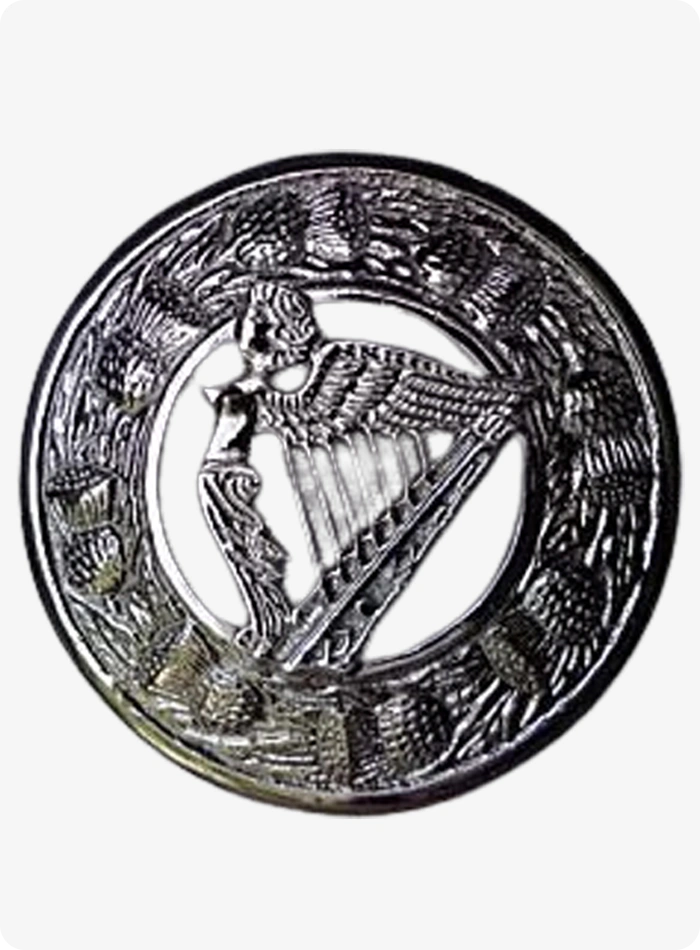 Custom Made Harp Kilt Fly Plaid Brooch