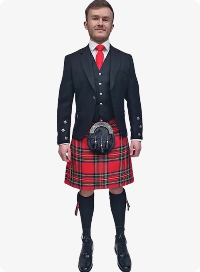 Premium High Quality Black Argyle Kilt Outfit