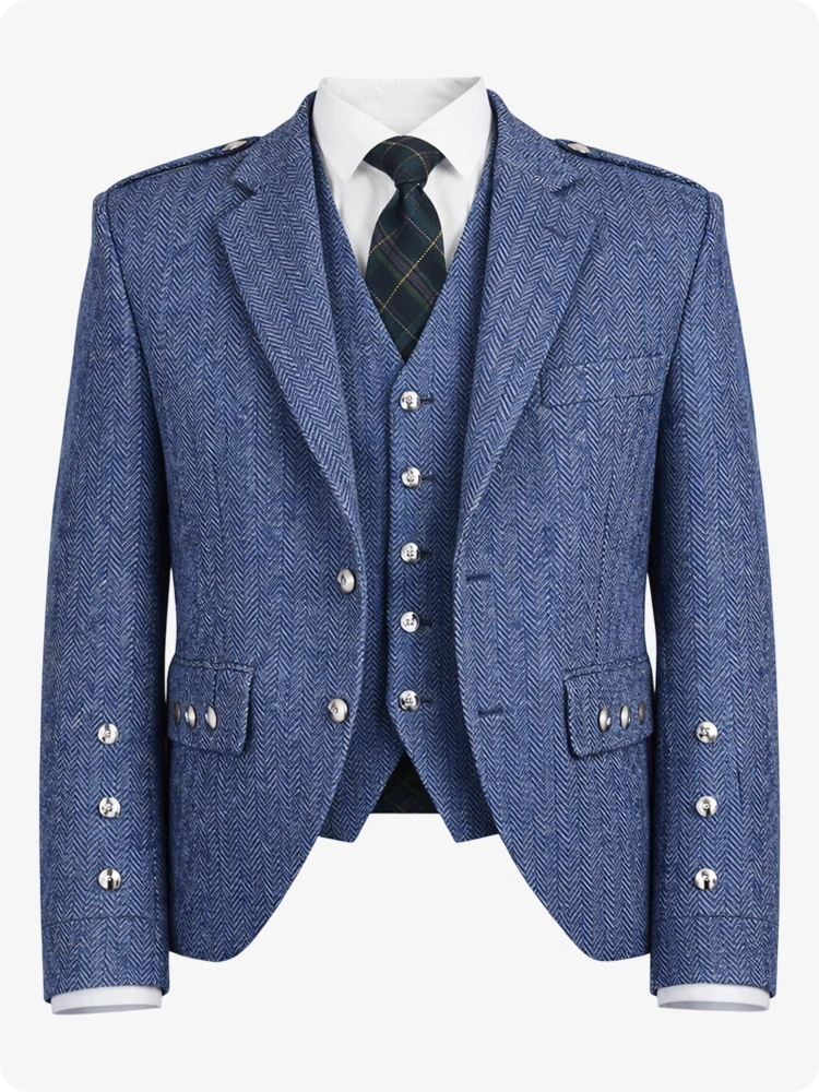 Indigo Blue Tweed Argyle Jacket