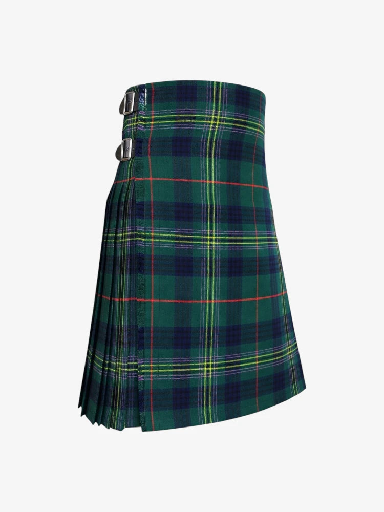 Green plaid kilt on a white background