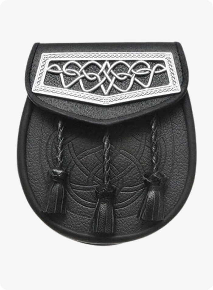 Custom Made Black Leather Celtic Interweave Plate Sporran