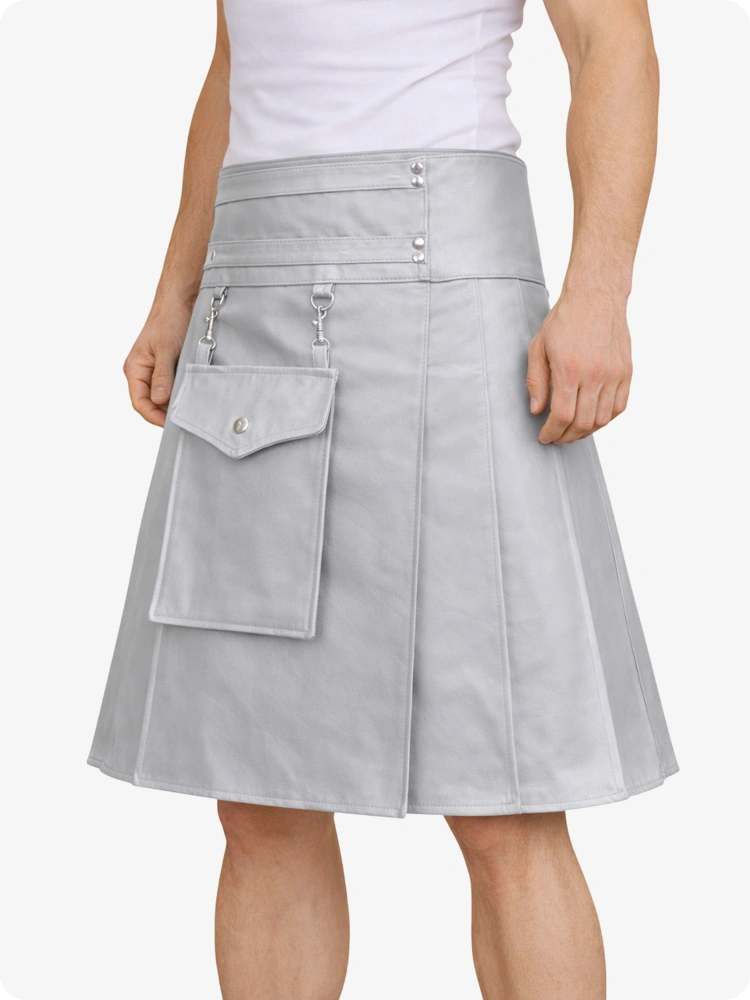 Gray skirt with front pocket on a white background