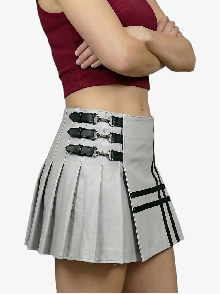 Kilt de cuero gris claro para mujer