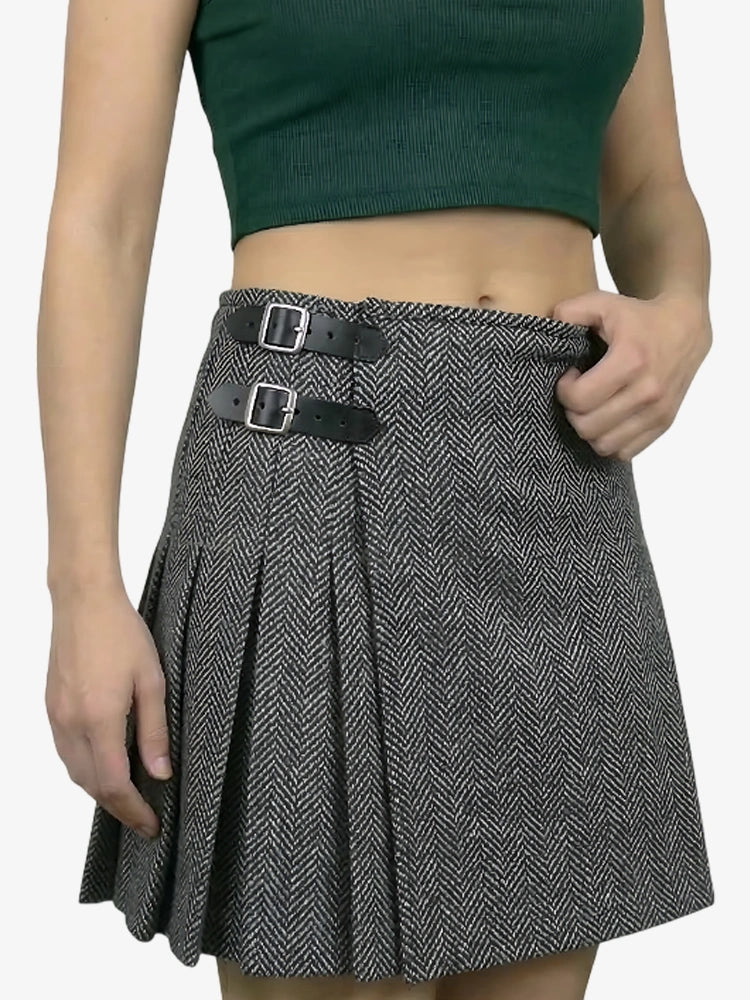 Kilt de Tweed Gris Claro para Mujer