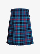 Blue and red plaid kilt on a white background