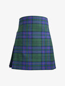 Green and blue plaid kilt on a white background