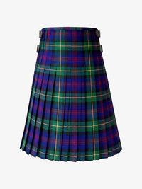 Plaid kilt with green, blue, and red colors on a white background