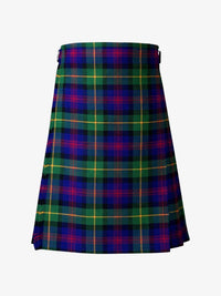 Plaid kilt with green, blue, and red colors on a white background