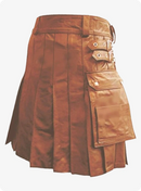 Luxurious Stylish Brown Leather Kilt