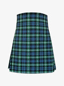 Plaid kilt with blue and green pattern on a white background