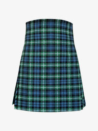 Plaid kilt with blue and green pattern on a white background