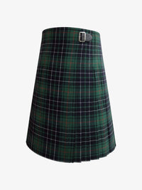 Green plaid kilt with a belt on a white background
