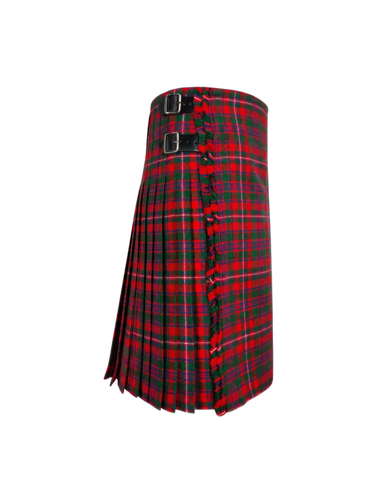 Red and green plaid kilt on a white background