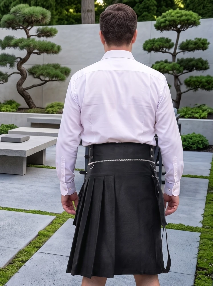Kilt Utility Gótico Negro Premium Hecho a Medida