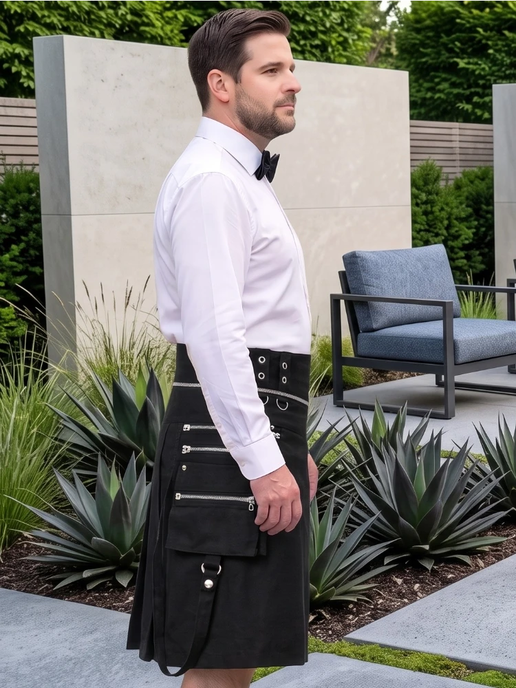 Kilt Utility Gótico Negro Premium Hecho a Medida