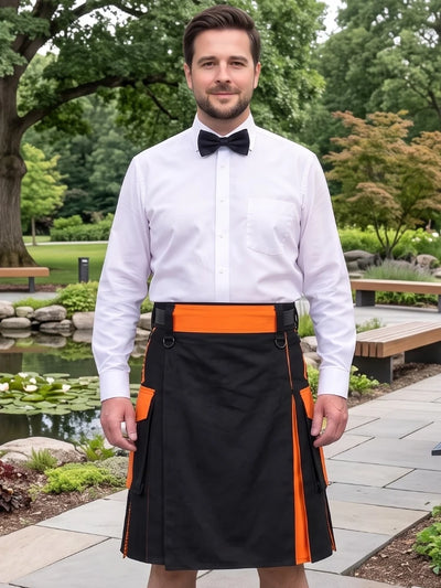 Kilt Utility negro y naranja hecho a medida
