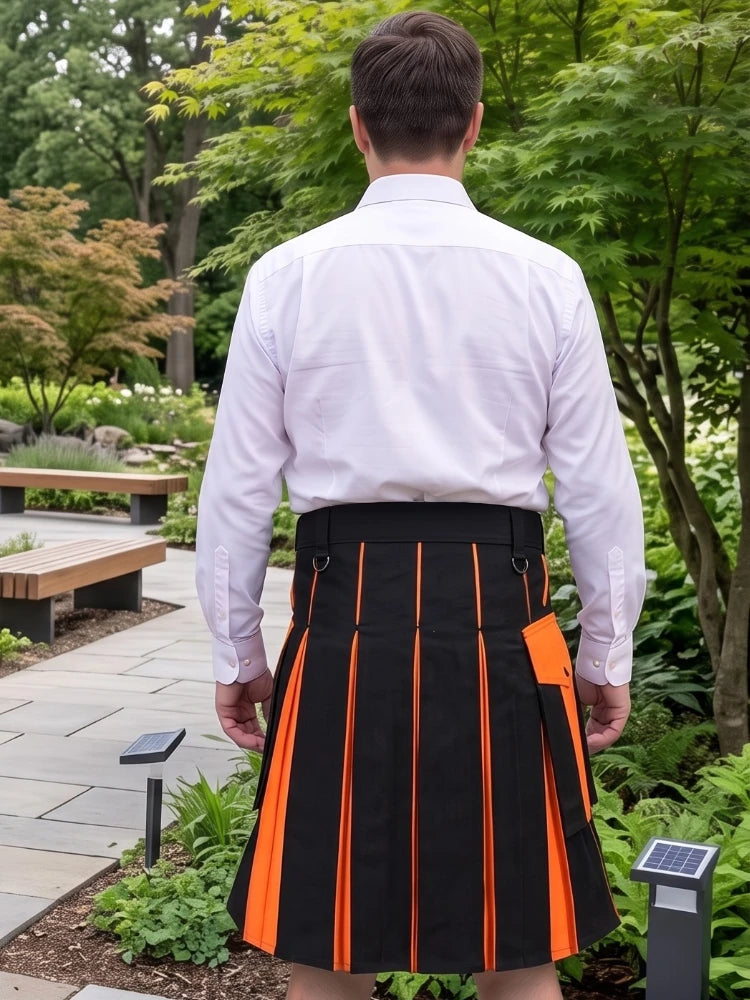 Kilt Utility negro y naranja hecho a medida