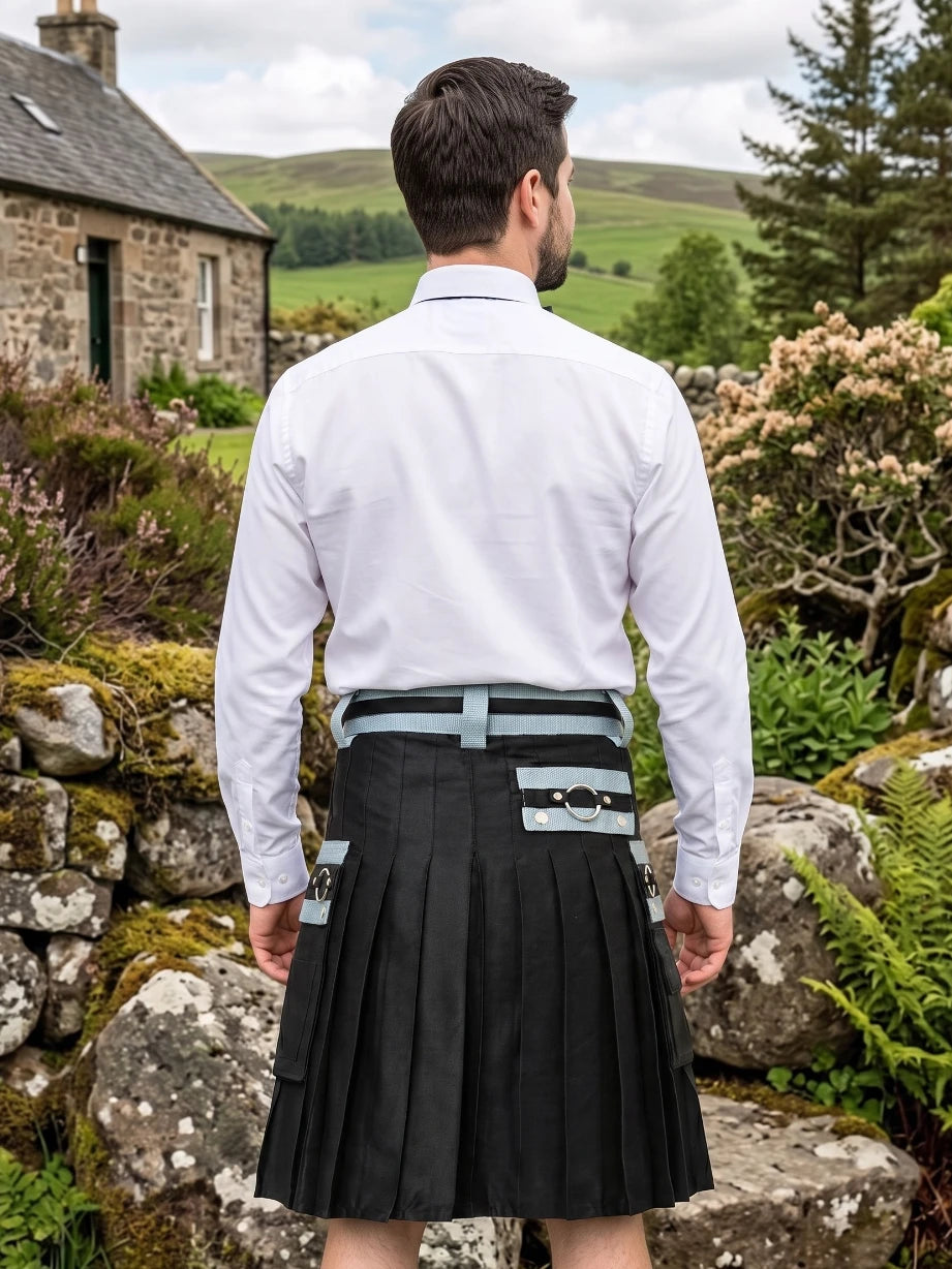 Kilt Utility Negro y Gris Hecho a Medida