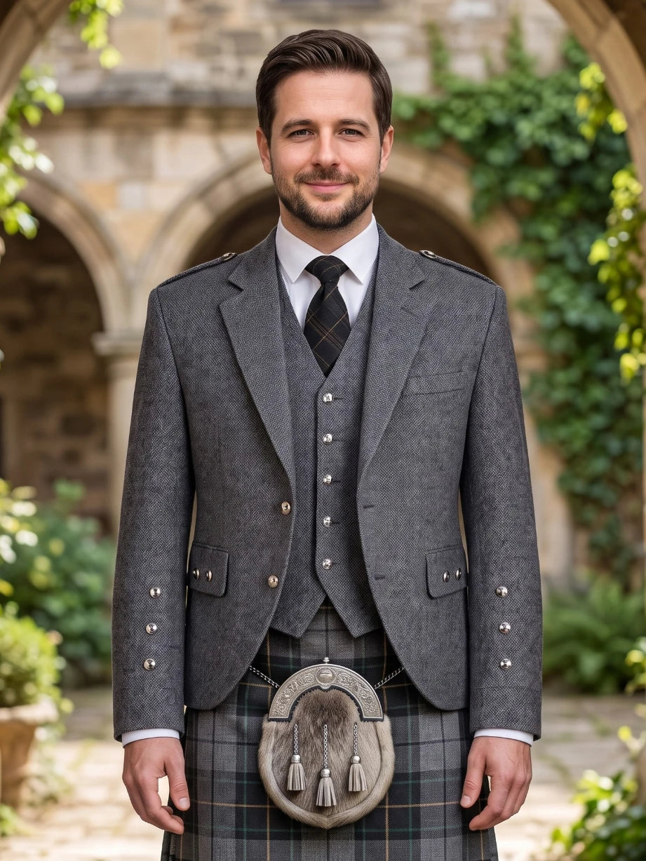 Chaqueta Argyle de Tweed Charcoal Herringbone