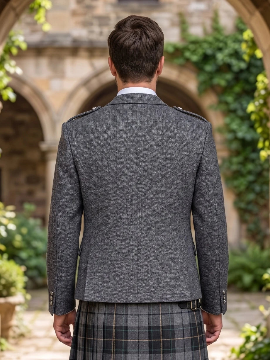 Chaqueta Argyle de Tweed Charcoal Herringbone