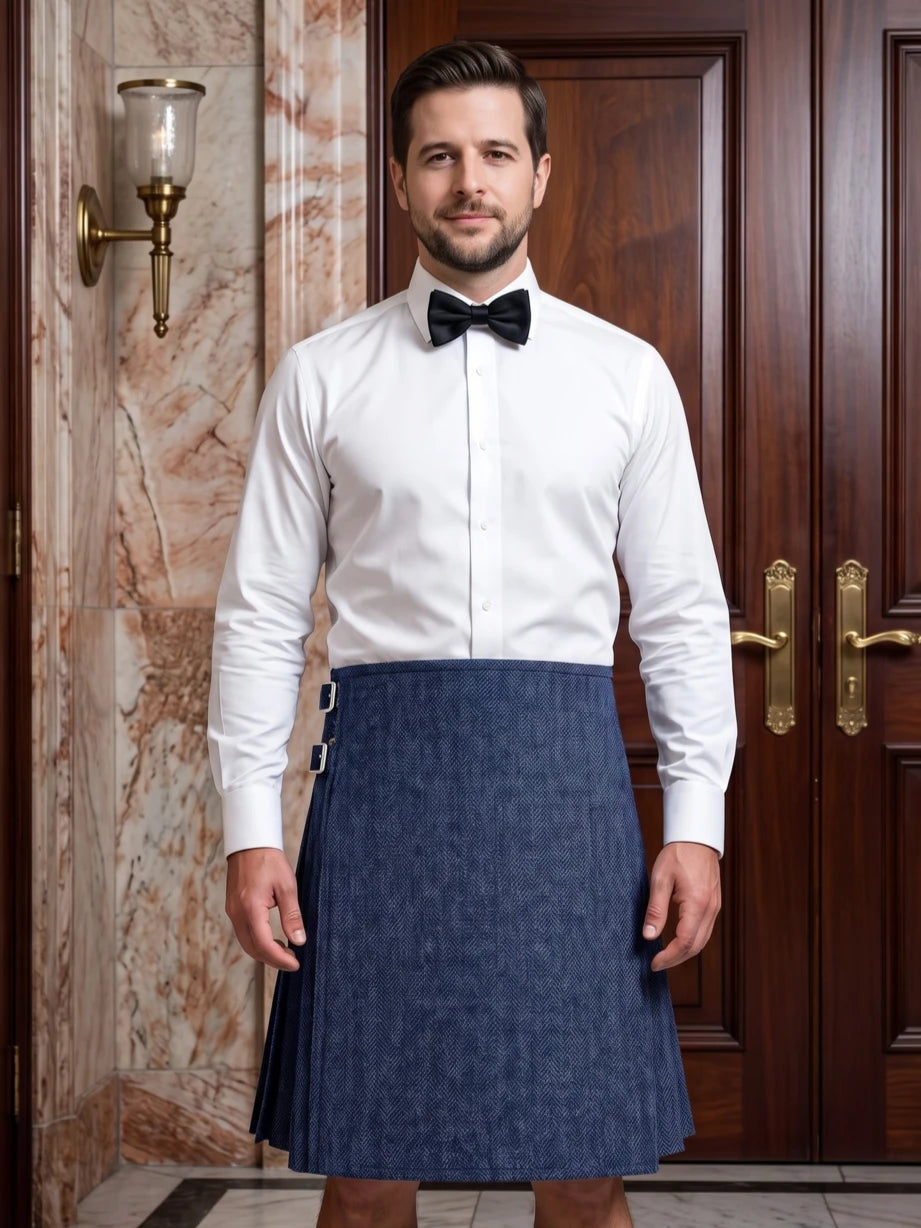 Dark Navy Blue Tweed Kilt