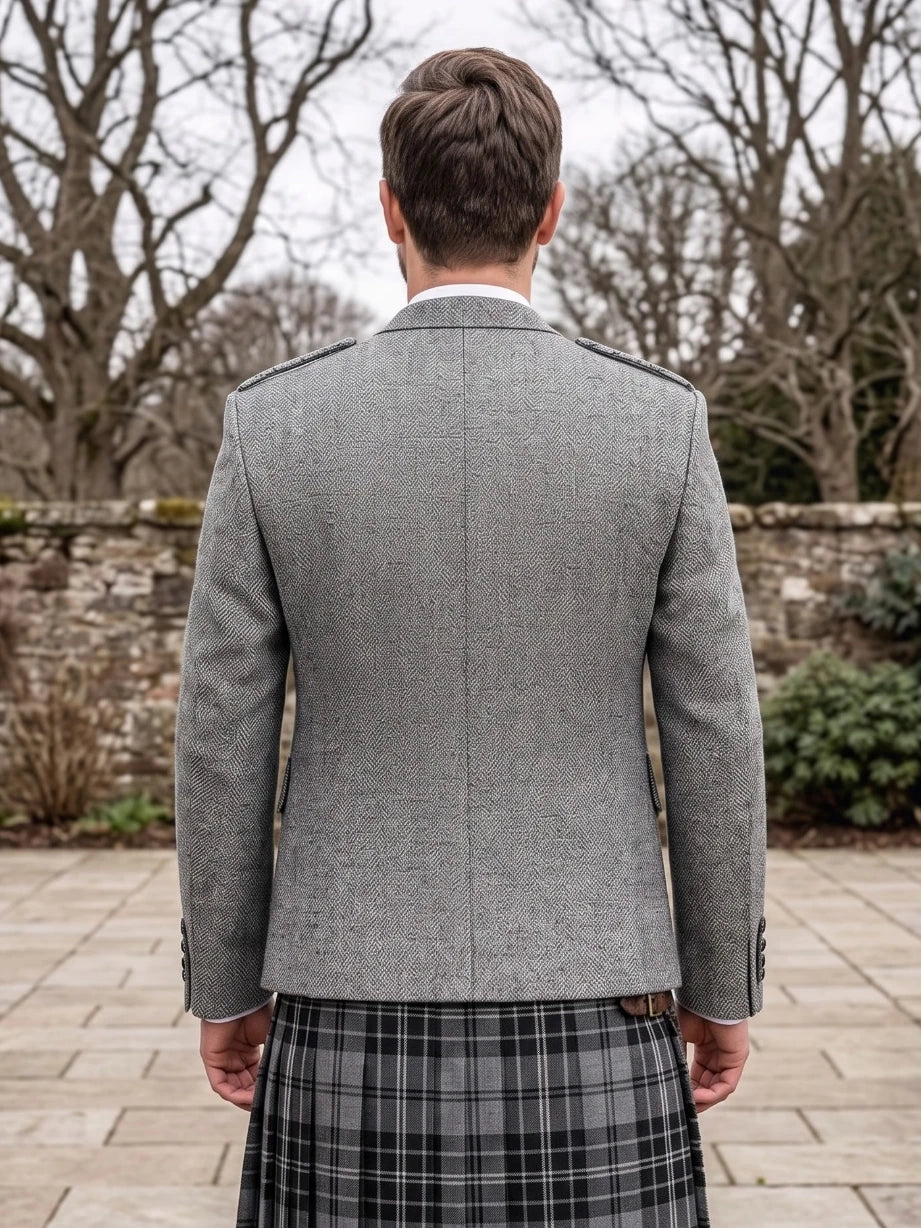 Chaqueta Kilt Argyle de Tweed Gris con Chaleco