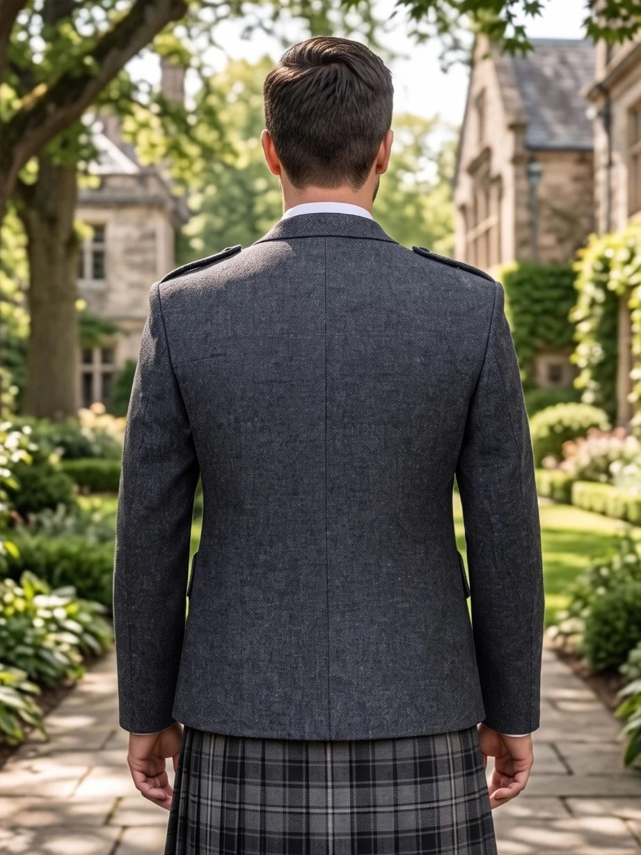 Chaqueta de Kilt de Lana Gris con Chaleco