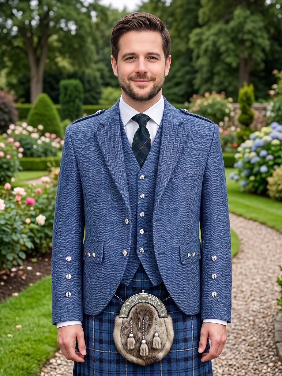Chaqueta Argyle de Tweed Azul Índigo