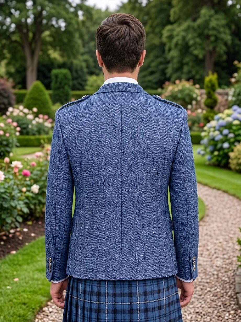 Chaqueta Argyle de Tweed Azul Índigo