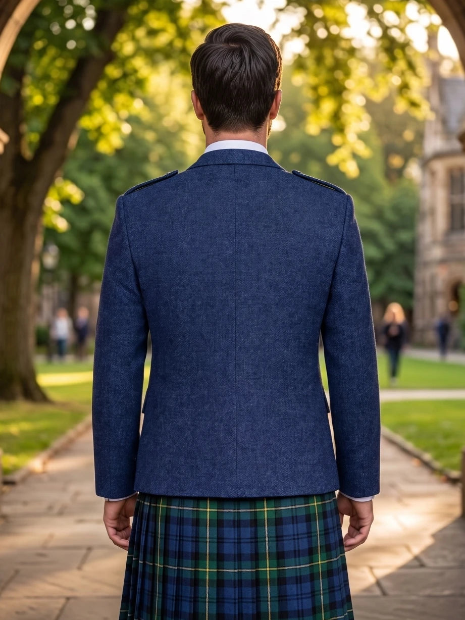 Chaqueta Kilt Argyle en Lana Azul Marino con Chaleco