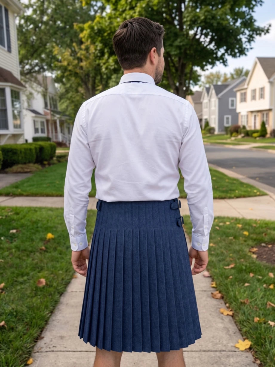 Navy Blue Wool Kilt