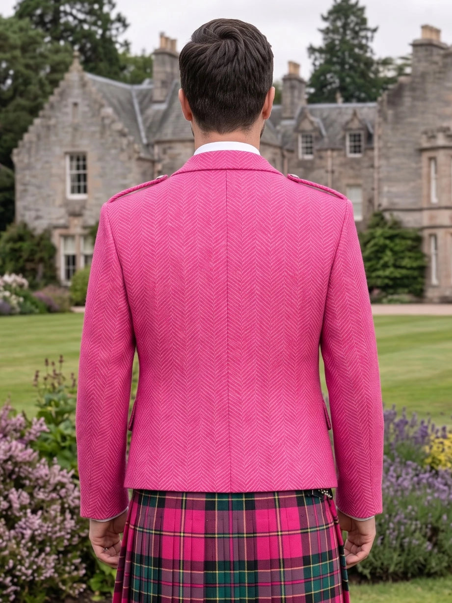 Chaqueta Kilt Argyle en Tweed Rosa con Chaleco