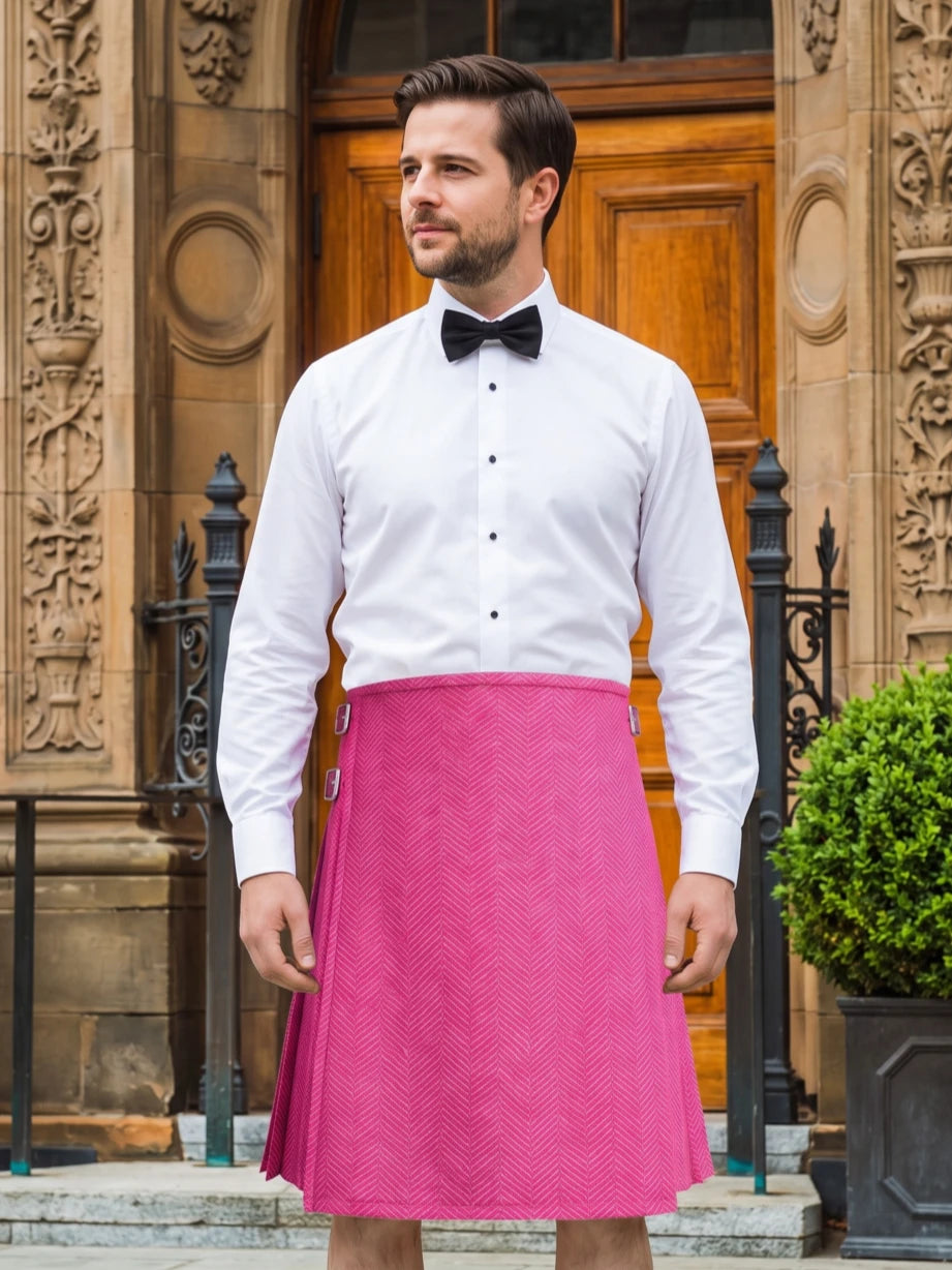Pink Tweed Herringbone Kilt
