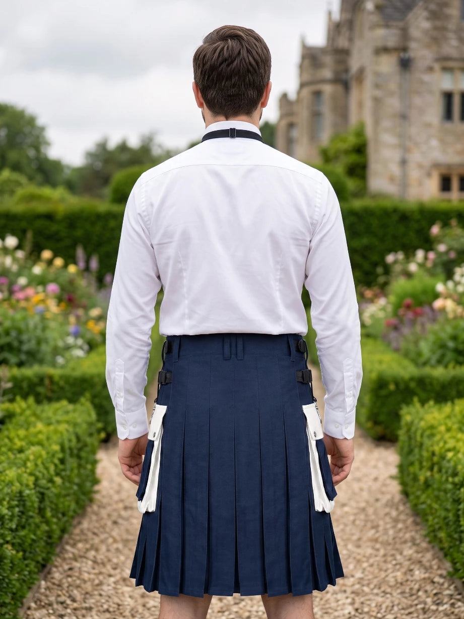 Kilt utilitario tradicional con bandera de Escocia hecho a medida