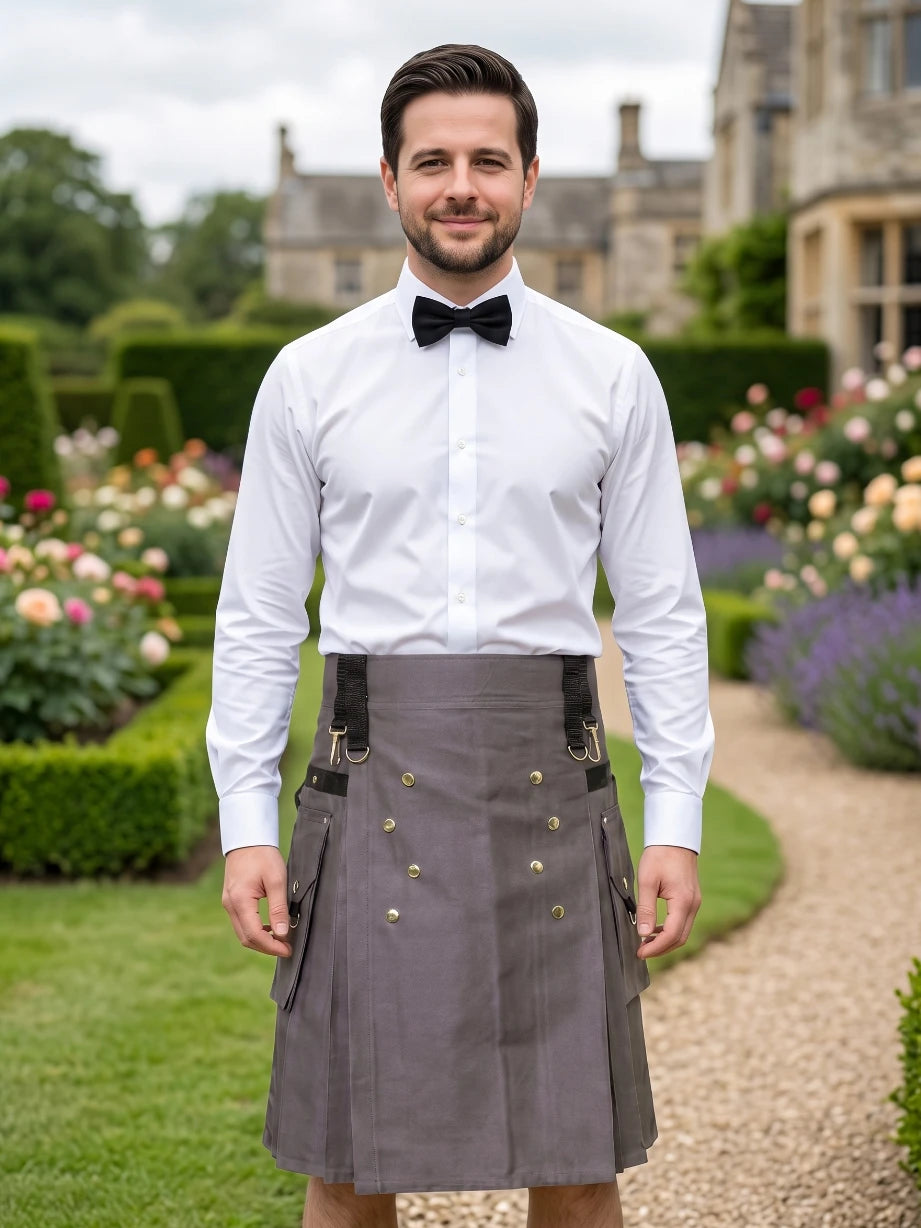 Kilt Escocés Gris Utility Hecho a Medida