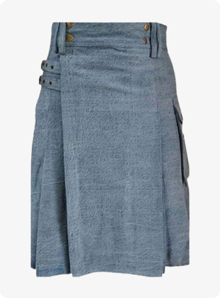 Custom Made Sky Blue Denim Kilt