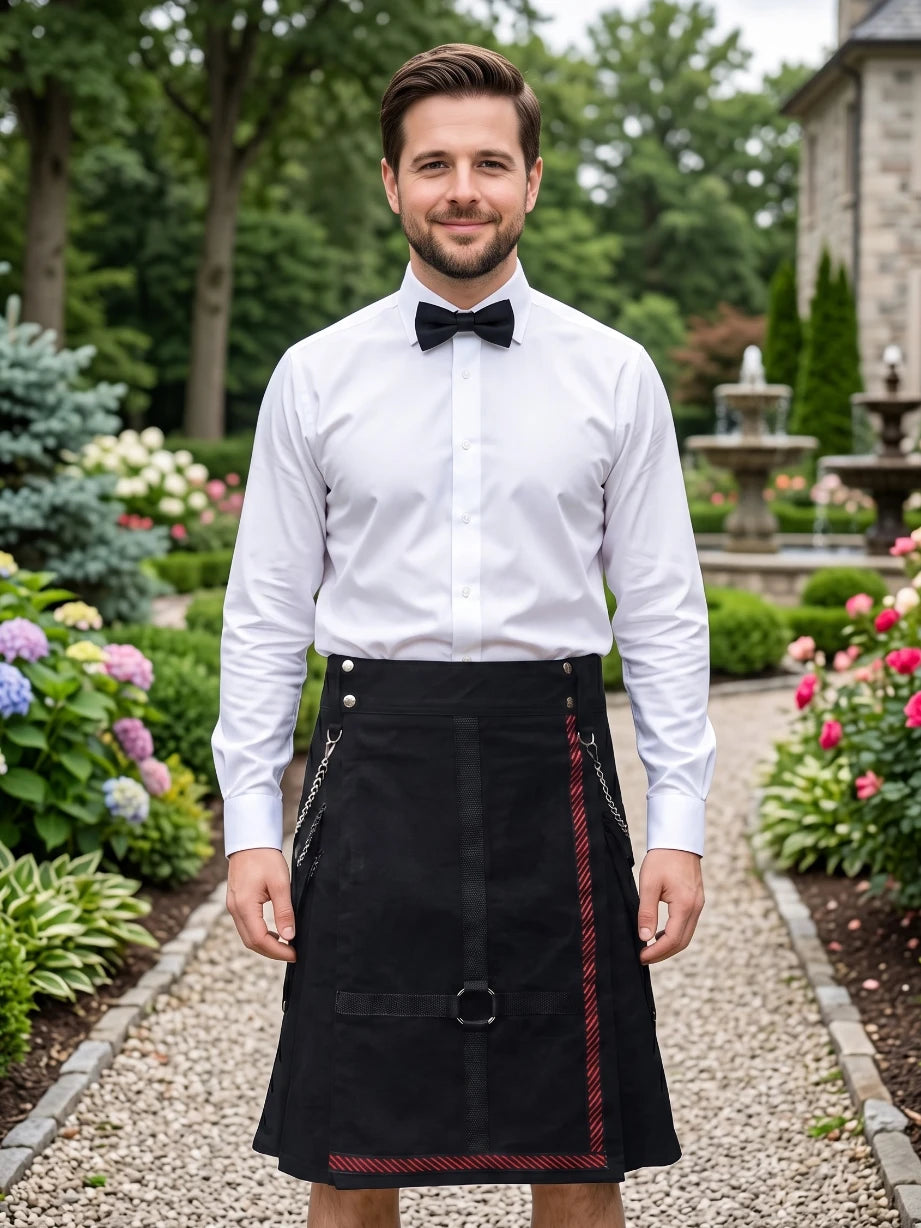 Kilt Utility Negro Elegante Hecho a Medida