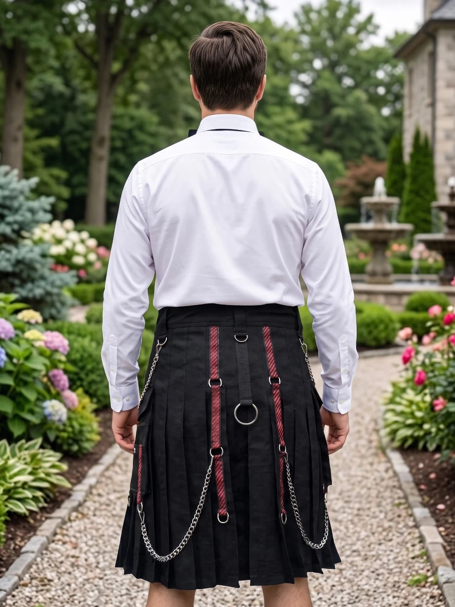 Kilt Utility Negro Elegante Hecho a Medida