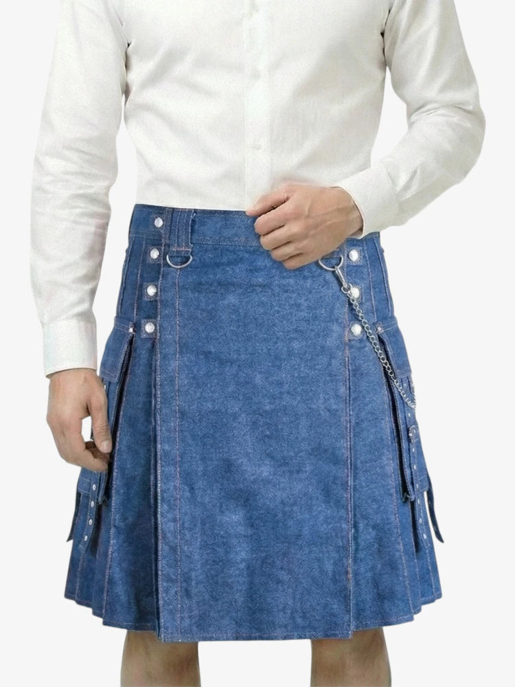 Falda Escocesa Vaquera Azul Moderna