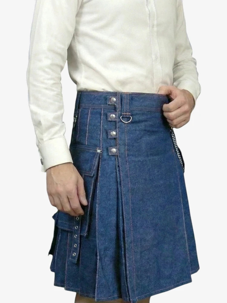 Falda Escocesa Vaquera Azul Moderna