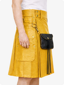 Yellow kilt with a black pouch on a white background