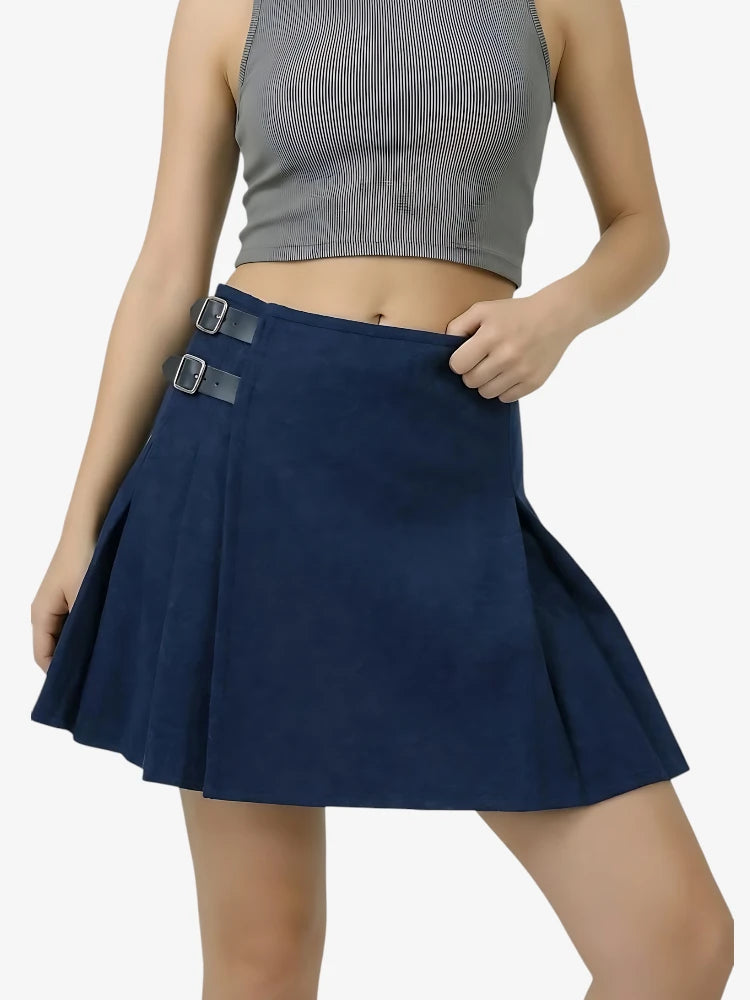 Kilt de Lana Azul Marino para Mujer