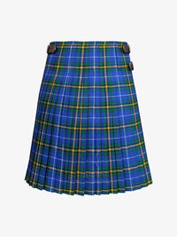 Blue plaid kilt with a white background