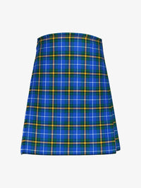 Blue plaid kilt on a white background