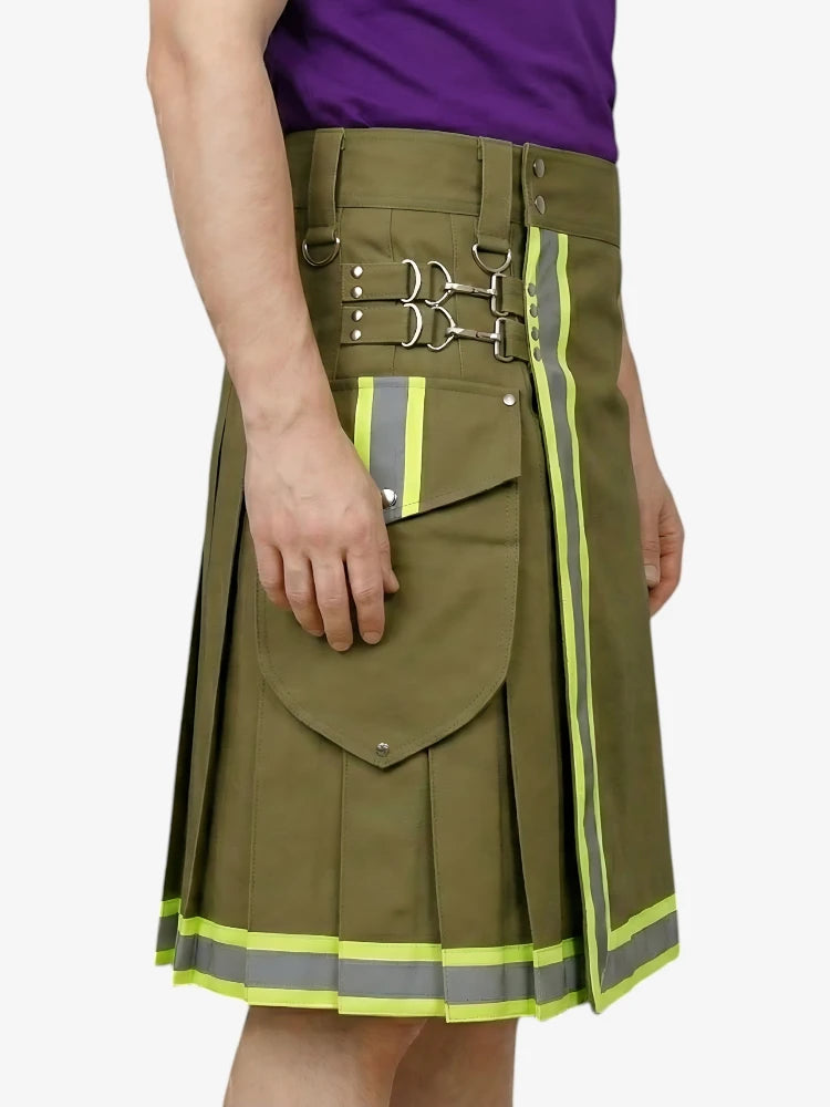 Kilt Bombero Verde Oliva con Ribete Reflectante