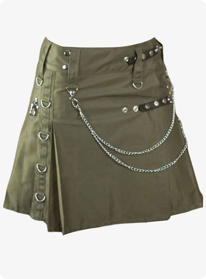 Custom Made Olive Green Women Utility Kilt