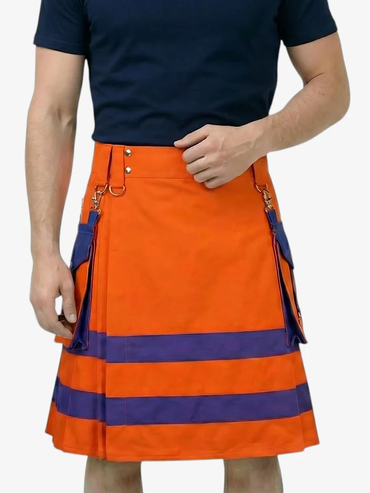 Kilt Utility Bombero Naranja y Morado