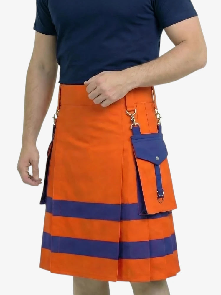 Kilt Utility Bombero Naranja y Morado
