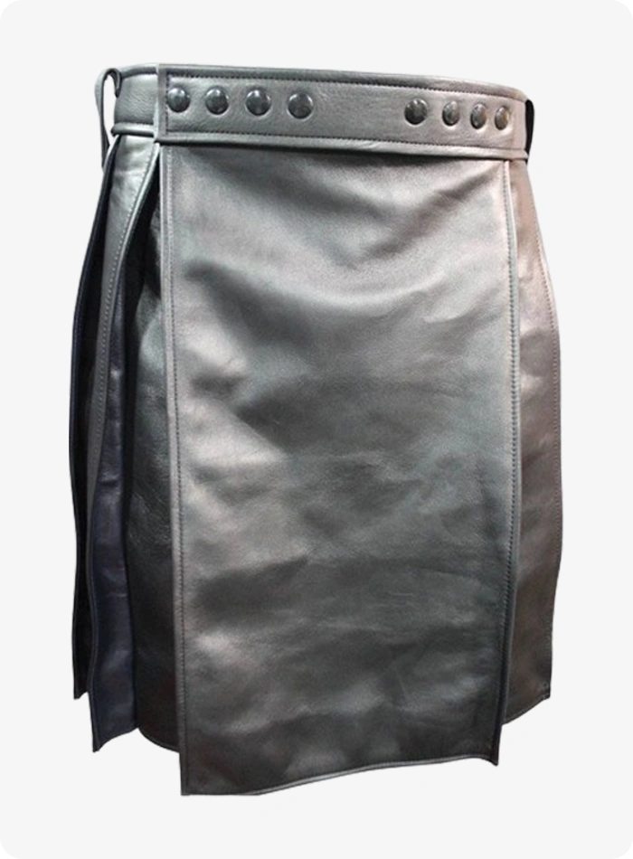 Custom Made Pleated Black Leather Kilt